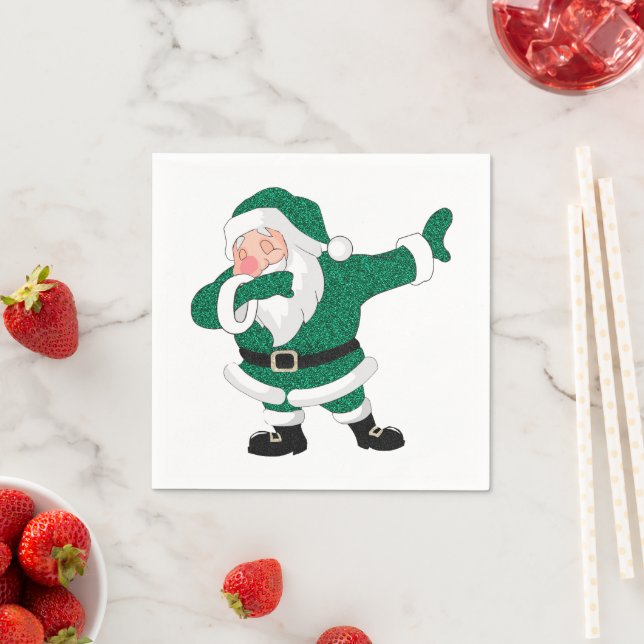 Serviette En Papier Dabbing Green Santa Claus | Fun Holiday XMAS Humou (En situation)