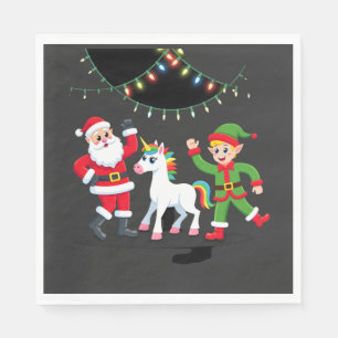 Serviette En Papier Dabbing Santa Elfe Licorne Noël Enfants Garçons Ho