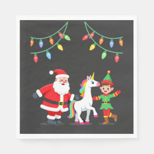 Serviette En Papier Dabbing Santa Elfe Licorne Noël Enfants Garçons Ho