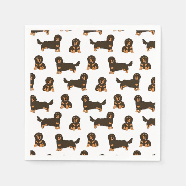 Serviette En Papier Dachshund aux cheveux longs (Devant)