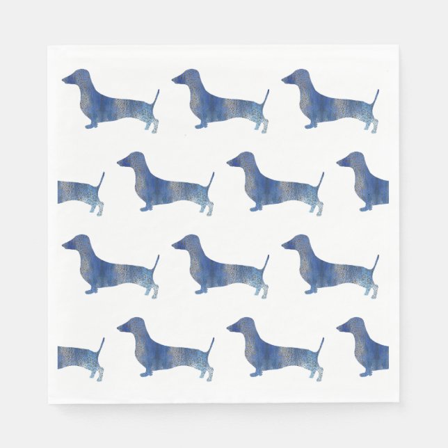Serviette En Papier Dachshund bleu (Devant)