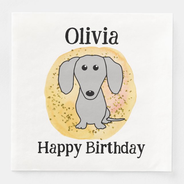 Serviette En Papier Dachshund Chien Joyeux Anniversaire Doxie mignonne (Devant)