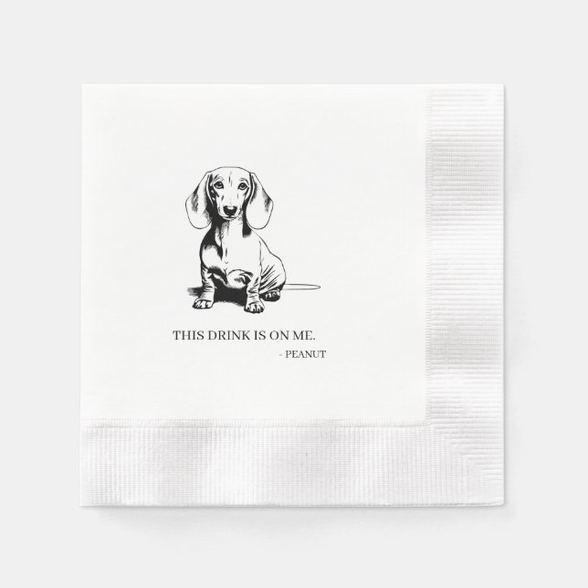 Serviette En Papier Dachshund Cocktail Napkin (Devant)