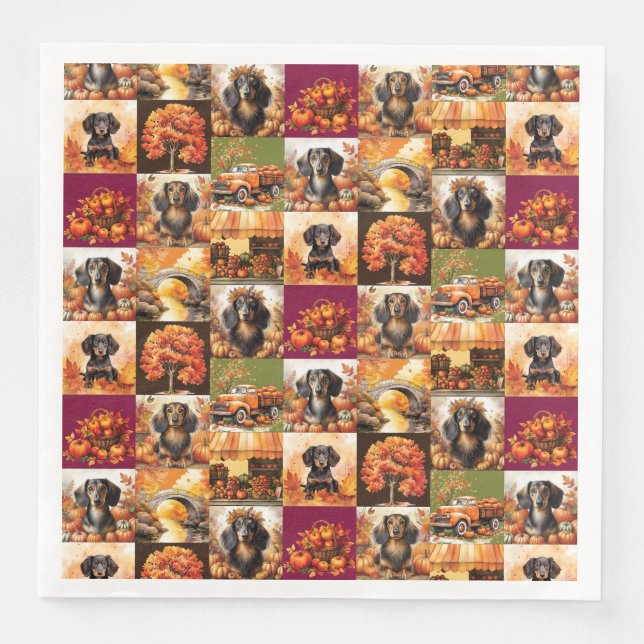 Serviette En Papier Dachshund Fall Vibe (Devant)