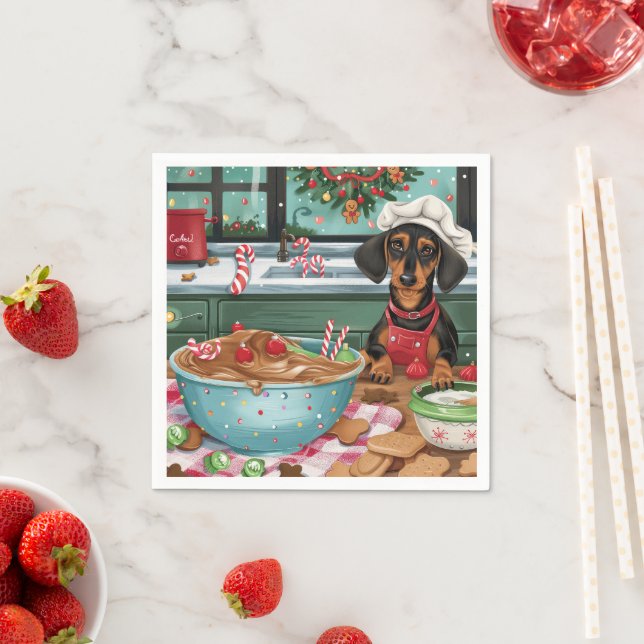 Serviette En Papier Dachshund Gîtes : Noël festif (En situation)