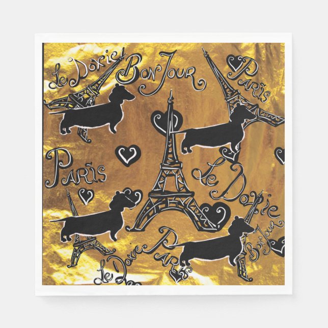 Serviette En Papier Dachshund Gold (Devant)