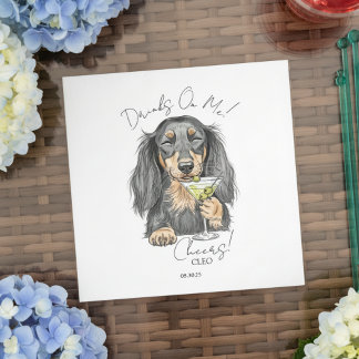 Serviette En Papier Dachshund Martini Open Bar Cocktail