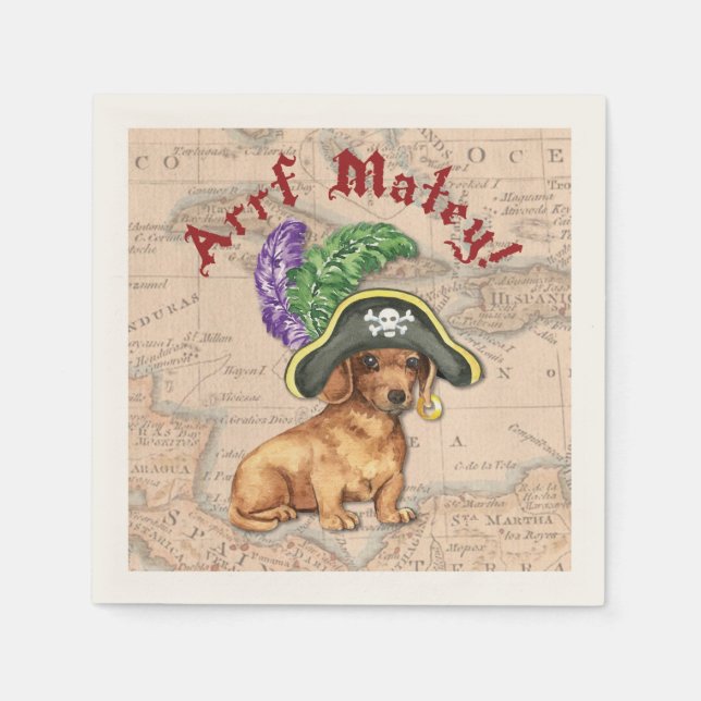 Serviette En Papier Dachshund Pirate (Devant)