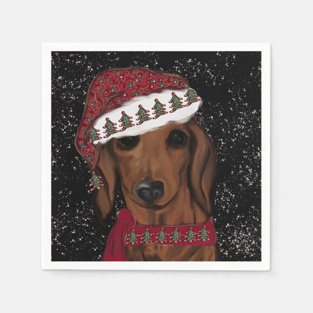 Serviette En Papier Dachshund Rouge  (Devant)