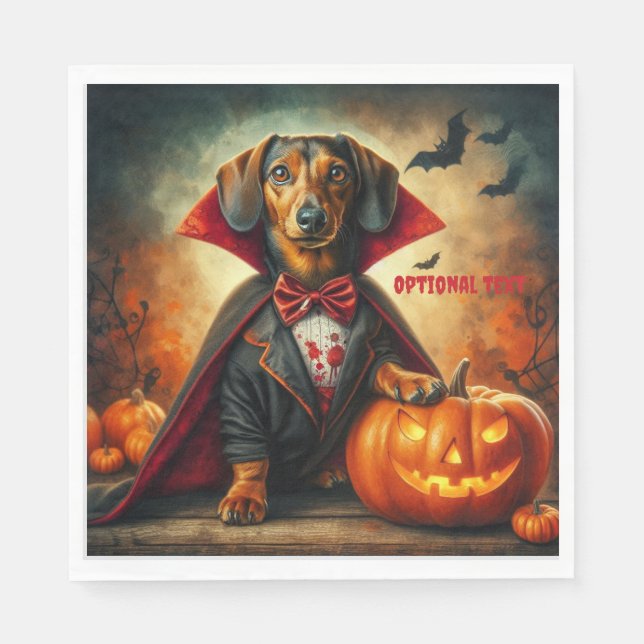 Serviette En Papier Dachshund Vampire Halloween (Devant)