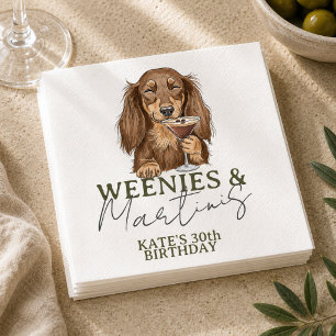 Serviette En Papier Dachshund Weenies et Martinis dessinés à la main