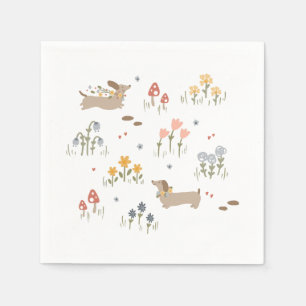 Serviette En Papier Dachshund Weiner Amoureux de les chiens Fleur sauv