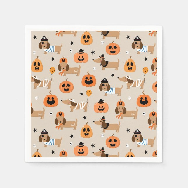 Serviette En Papier Dachshunds en Halloween Costumes Motif (Devant)