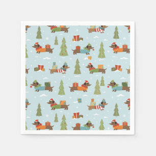 Serviette En Papier Dachshunds festifs dans le Motif de neige