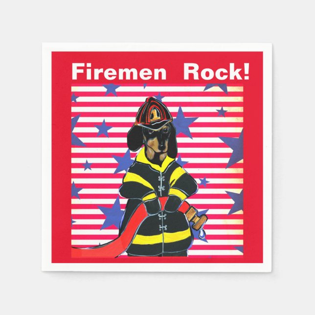 SERVIETTE EN PAPIER DACHSHUP FIREMAN (Devant)