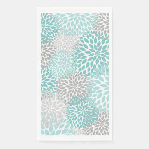 Serviette En Papier Dahlia Bouquet - Papier gris turquoise Serviettes 