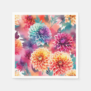 Serviette En Papier Dahlias Aquarelle Florale