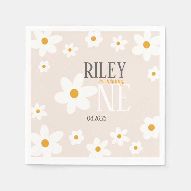 Serviette En Papier Daisy 1er anniversaire Napkin (Devant)