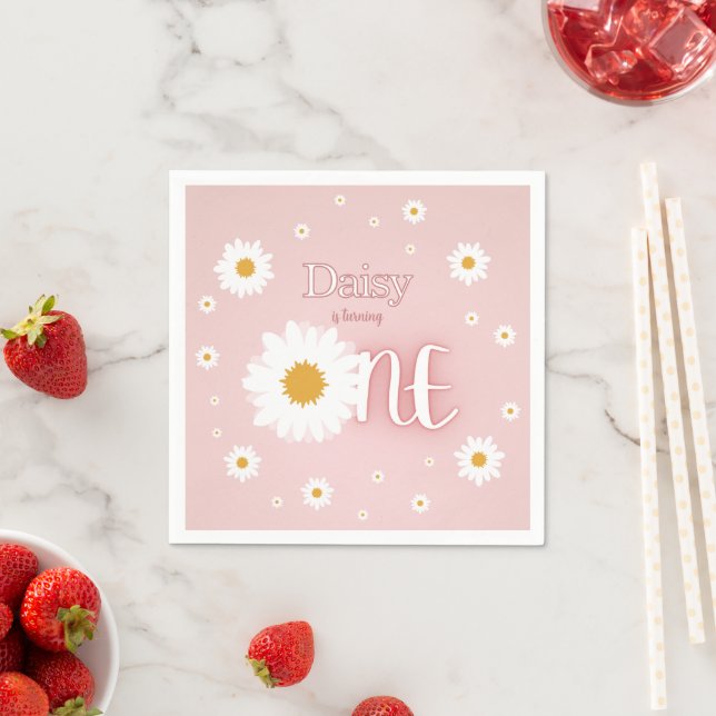 Serviette En Papier Daisy 1st Birthday (En situation)