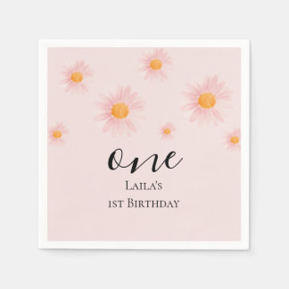 Serviette En Papier Daisy floral 1st birthday napkins