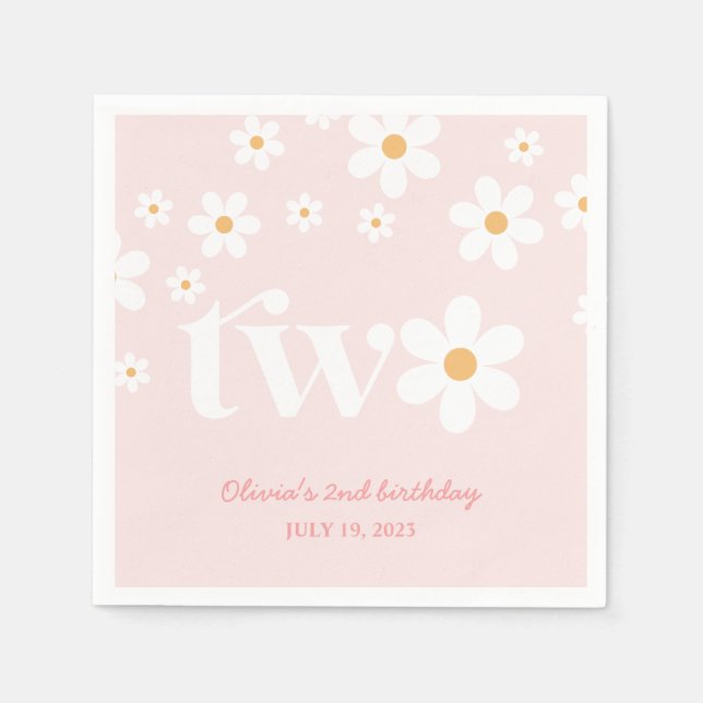 Serviette En Papier Daisy floral 2ème anniversaire (Devant)