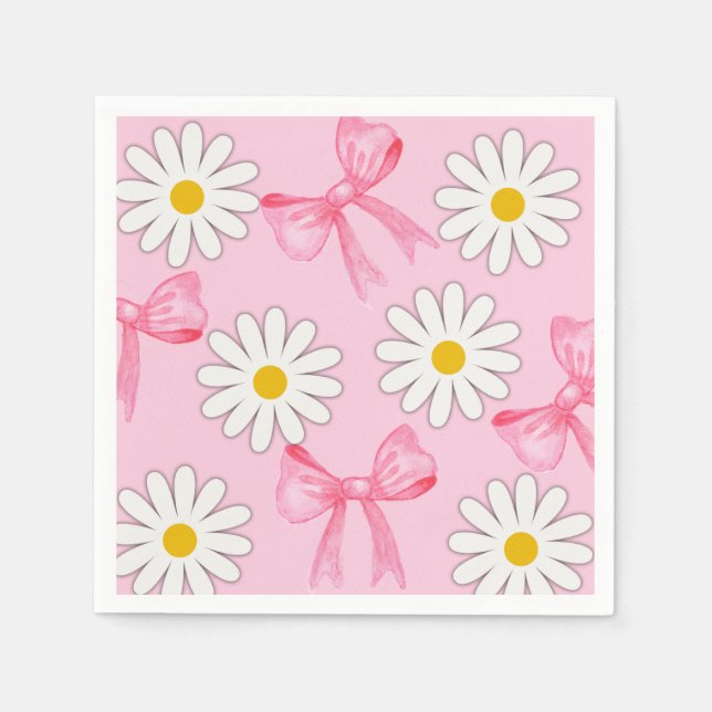 Serviette En Papier Daisy Flower and Bow Napkin (Devant)