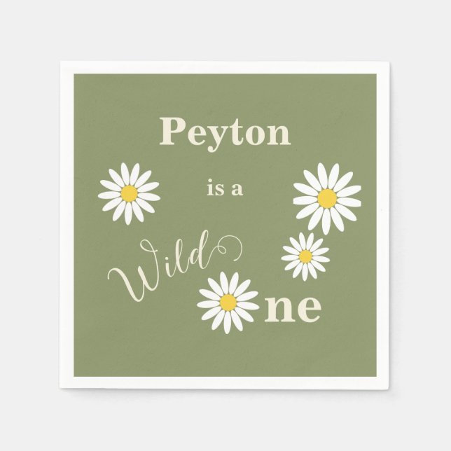 Serviette En Papier Daisy Wild Un premier anniversaire (Devant)