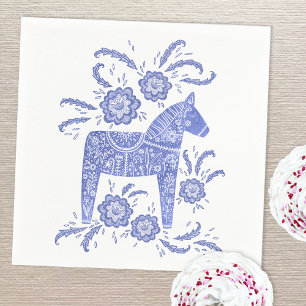 Serviette En Papier Dala suédois Cheval bleu et blanc