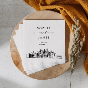Serviette En Papier Dallas Skyline Modern Mariage Cocktail