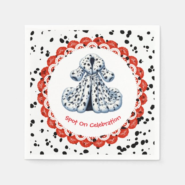 Serviette En Papier Dalmatie Imprimer Anniversaire | Black and White p (Devant)