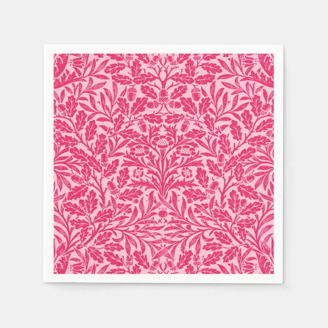 Serviette En Papier Damas Florales Art Nouveau, Rose Fuchsia Profond (Devant)