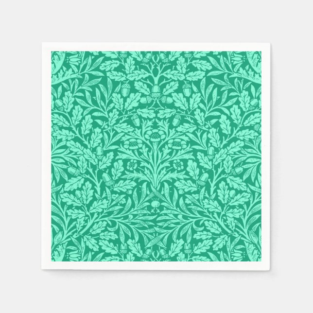Serviette En Papier Damas florales, turquoise et aqua Art nouveau (Devant)