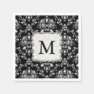 Serviette En Papier Damas personnalisées noir et blanc