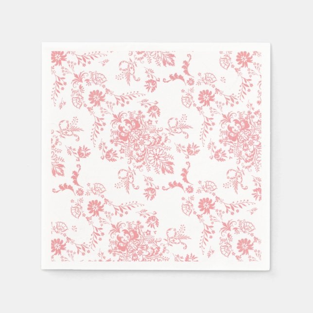 Serviette En Papier Damas rose (Devant)