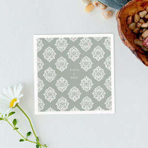 Serviette En Papier Damask Ambience Pale Olive Classic Mariage serviet
