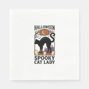 Serviette En Papier Dame de chat d'Halloween Vintage Black Cat Shirt_1