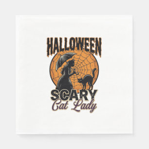 Serviette En Papier Dame de chat effrayante Halloween Sorcière Web Vin