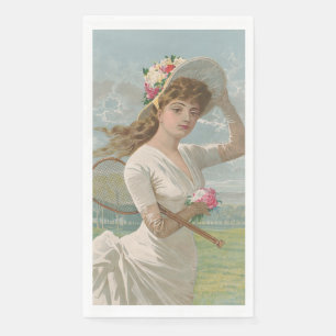 Serviette En Papier Dame de tennis victorienne avec chapeau fleuri Ant