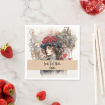 Dame en rouge Valentine Kiss steampunk aquarelle