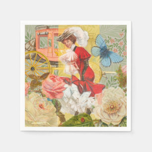 Serviette En Papier Dame victorienne femme élégante riche illustration