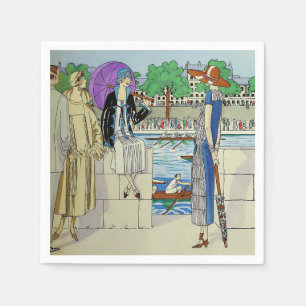 Serviette En Papier Dames des années 1920 au régate de course d'équipa
