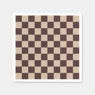 Serviette En Papier Damier Marron Café