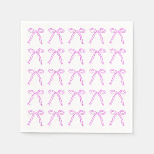 Serviette En Papier Dancing Bows Cocktail Napkin en Party rose