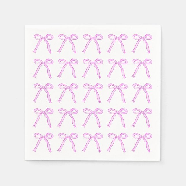 Serviette En Papier Dancing Bows Cocktail Napkin en Party rose (Devant)