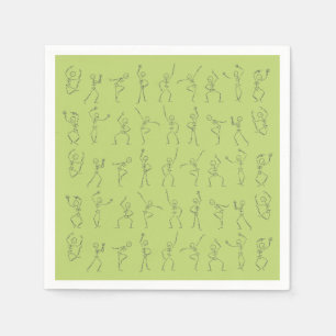 Serviette En Papier Dancing Halloween Squelette - vert