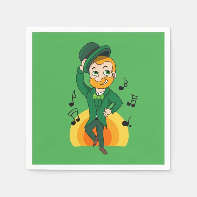 Serviette En Papier Dancing leprechaun, dessin animé de la Saint Patri (Devant)