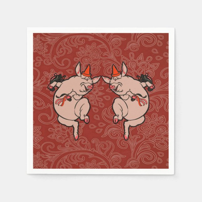 Serviette En Papier Dancing Pig Antique Cute Danseuse (Devant)