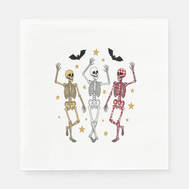 Serviette En Papier Dancing Skeleton Halloween (Devant)