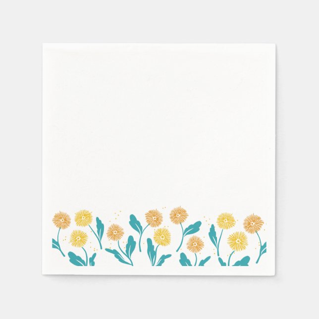 Serviette En Papier Dandelion de printemps Fleurs et design Feuille (Devant)