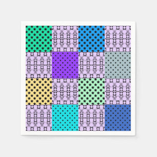 Serviette En Papier Dans les tons foncés multicolores, géométriques ré